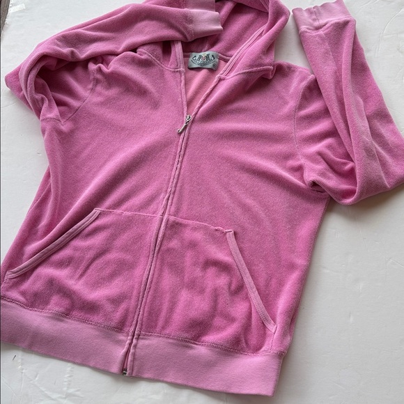 Vintage Juicy Couture Pink Terry Tracksuit y2k P&G Jacket Capri M XL Set Rare - Picture 7 of 17